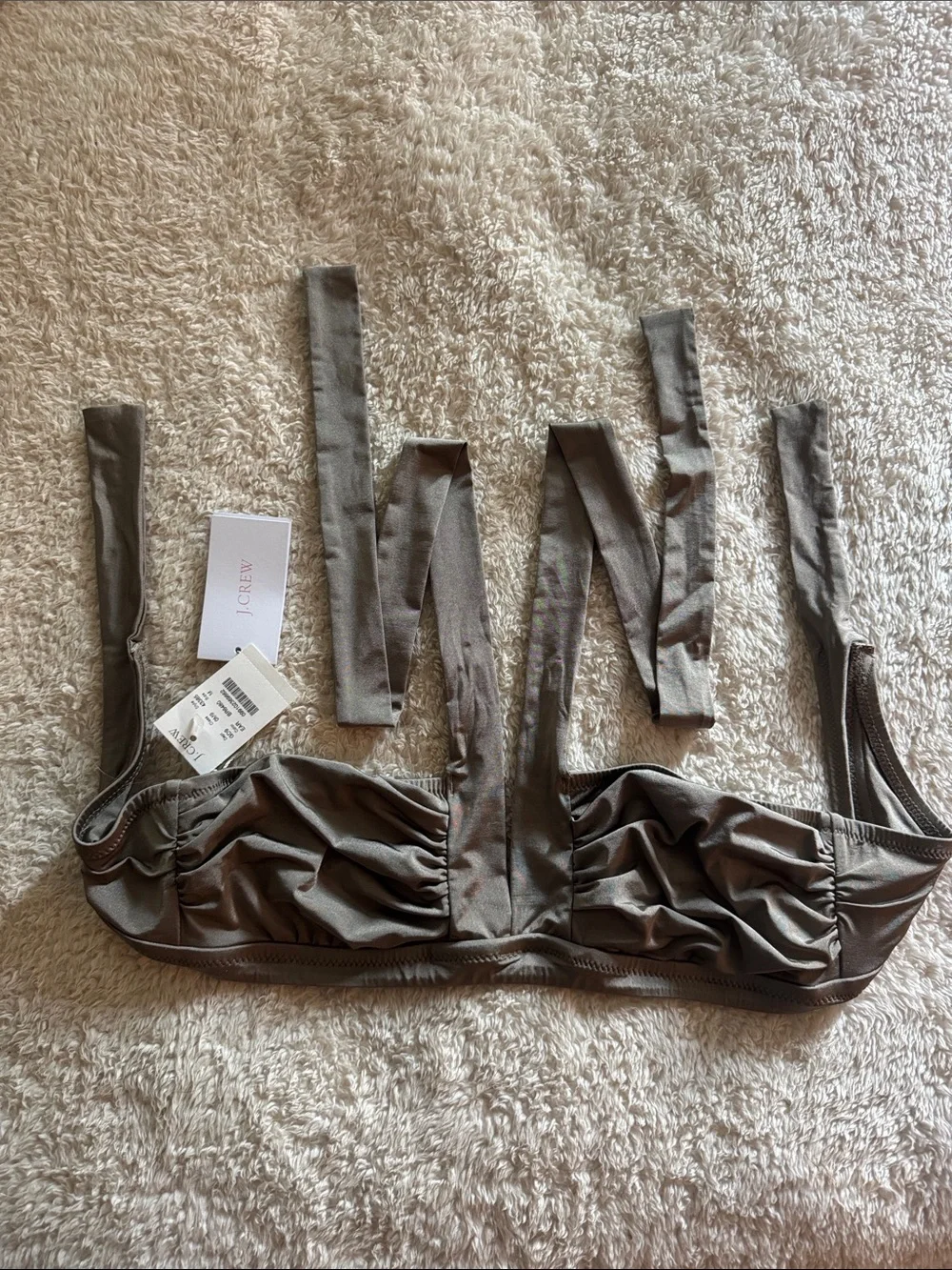 J. Crew Ruched Lomellina Swim halter bikini in pewter color. Size M